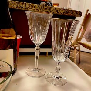 Noritake Vendome crystal water and tea goblet. Priced for the pair. Gold rim